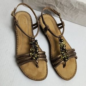 Clark's Bendable 8M Bronce Sandals Slingback Beaded Embellishments